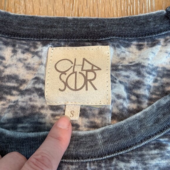 Chaser Cold Shoulder Burnout Long Sleeve Oversize Tee Sz S - Picture 3 of 4